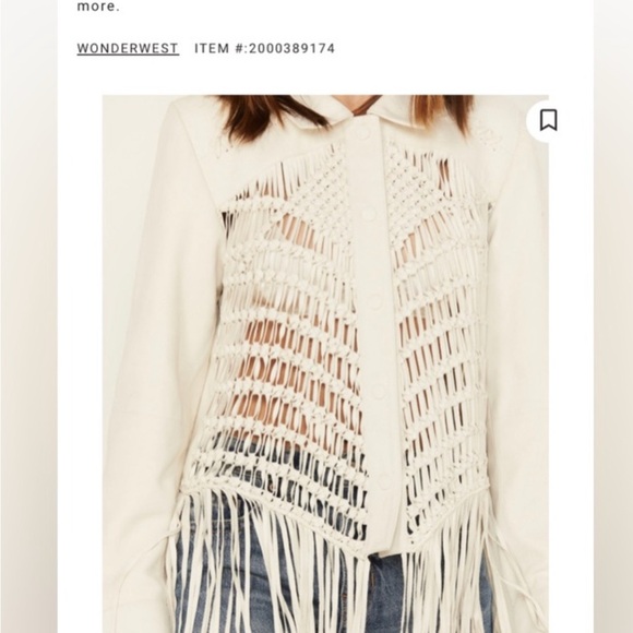 wonderwest Tops - Wonderwest Cream Macrame Fringe Cardigan Small